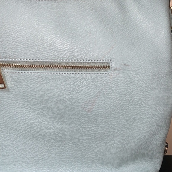 Convertible Oversized Vegan Leather Light Blue Hobo Bag - Picture 11 of 13